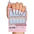 Glamnetic Press On Nails - Blueberry Milk | Solid Opaque Light Blue Short Almond Nails, Reusable | 15 Sizes - 30 Nail Kit
