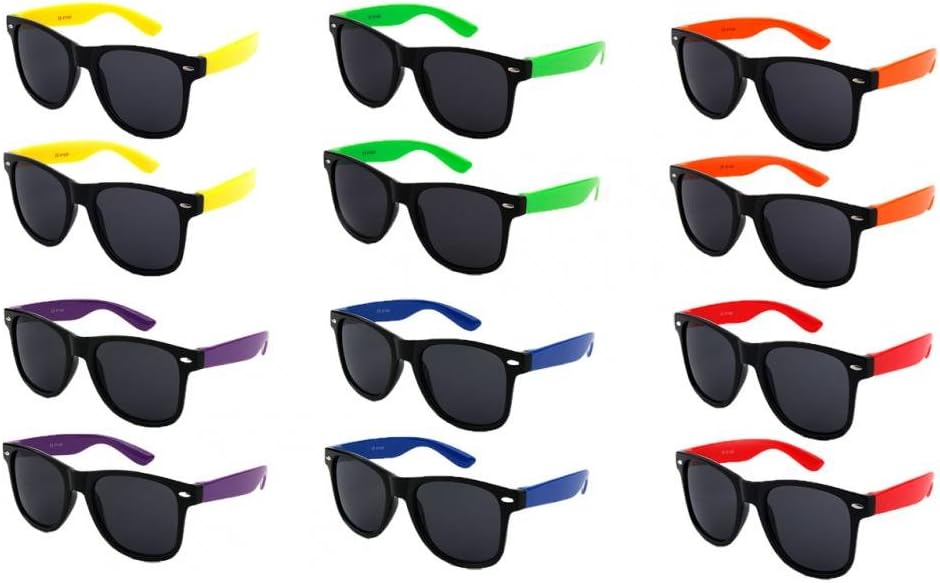 WODISON Adults Retro Vintage Party Sunglasses 80's Style Wayfarer Plastic Eyewear Glasses Funny Gift Supplies 12 Packs