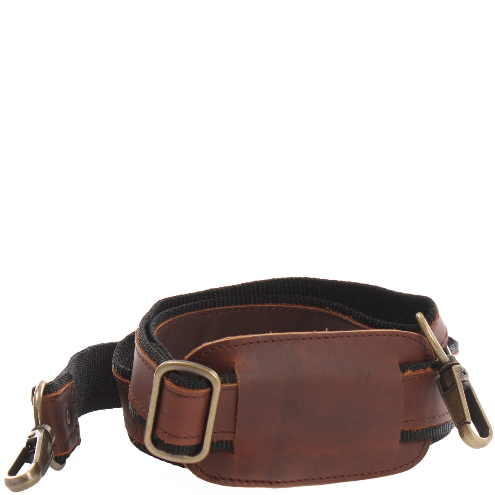 LECONI Carrying Strap Genuine Leather and Nylon Shoulder Strap for your Bag Adjustable in Length for Women + Men 4x150cm brown/blackLEC-R2