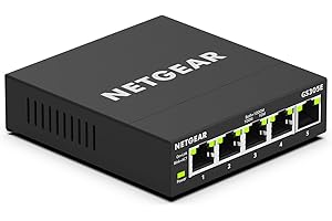 NETGEAR 5-Port Gigabit Ethernet Plus Switch (GS305E) - Desktop or Wall Mount, Home Network Hub, Office Ethernet Splitter, Sil