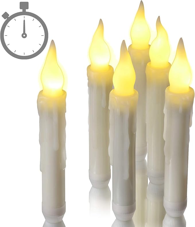 Taper Candles with 6 Hours Timer, Ymenow 6pcs Battery Operated LED