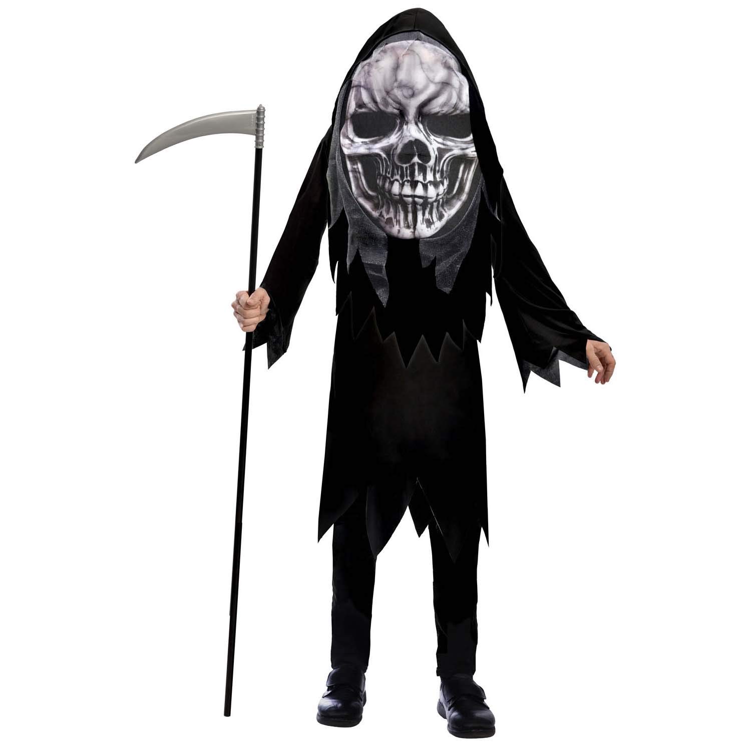 amscan 9907123 - Unisex Kids Halloween Big Head Grim Reaper Fancy Dress Costume Age: 6-8 Years