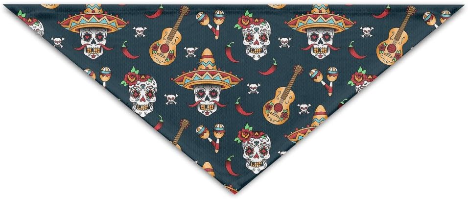 HDRAY Guitar Pepper Sugar Skull Dog Triangle Head Scarf Puppy Bandana Collars Neckerchief