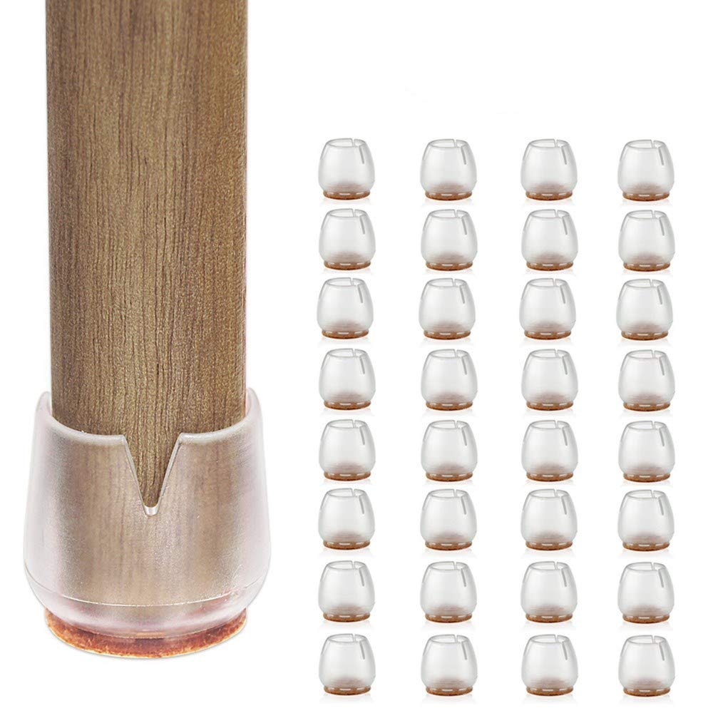 CHBKT 32 piece chair leg covers, furniture board covers, suitable for round legs, 25-29 mm, anti-scratch leg trims, non-slip felt trims