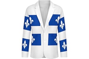 GOYMFKM Mens Blazer Quebec Flag Print Slim Fit Casual Sport Caots Jacket for Daily Prom Party - Lightweight 2-Button P