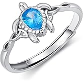 Shusukue Sea Turtle Adjustable Ring 925 Sterling Silver Celtic Knot Turtle Rin Summer Ocean Beach Tortoise Jewelry for Women