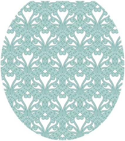 Toilet Tattoos TT-3001-R Queen Ann's Lace Aqua Decorative Applique for Toilet Lid, Round