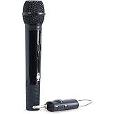 Singing Machine Portable Wireless Microphone (Black) - Premium Unidirectional UHF Wireless Mic for Singing, Speeches & Events - Cordless Mic Compatible with Karaoke Machines, PA Systems & More