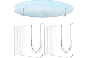 Yousoontic Surfboard Wall Mount Rack Clear Acrylic Wall Surfboard Display Horizontal Storage Holder for Short Board Holds 50 Lbs