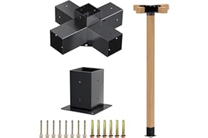 Grehitk Pergola Kit, Pergola Brackets 5-Way Right Angle Corner Bracket Woodworks DIY Post Base Kit, Wooden Beams for Gazebos, Patio Pergolas, Log Cabin Outdoor Pergola Hardware for 4x4 Lumber