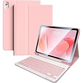 Kiloob for iPad 11th(A16,2025) 10th Generation Case with Keyboard 10.9 inch Wireless Detachable Folio Keyboard Cover with Pencil Holder for New iPad 10th Gen 2022 (Pink)