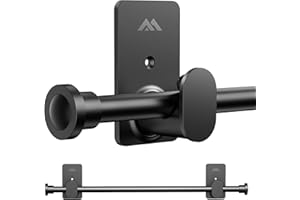 ZNONOX Curtain Rods No Drilling for Windows 30 to 45 Inches,5/8 Inch Diameter No Drill Curtain Rod Modern Finial with 3M Adhesive Brackets, Black