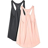 icyzone Women's Racerback Workout Athletic Running Tank Tops Loose Fit (Pack of 2)
