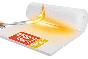 Lyrufexon Ceramic Fiber Insulation, 31"x24"x1" Thick, 2600F Fireproof Insulation Blanket for Wood Stove Baffle, Fireplace, Pellet Stove, Chimney, Furnace, Boiler, Pizza Ovens and Forge