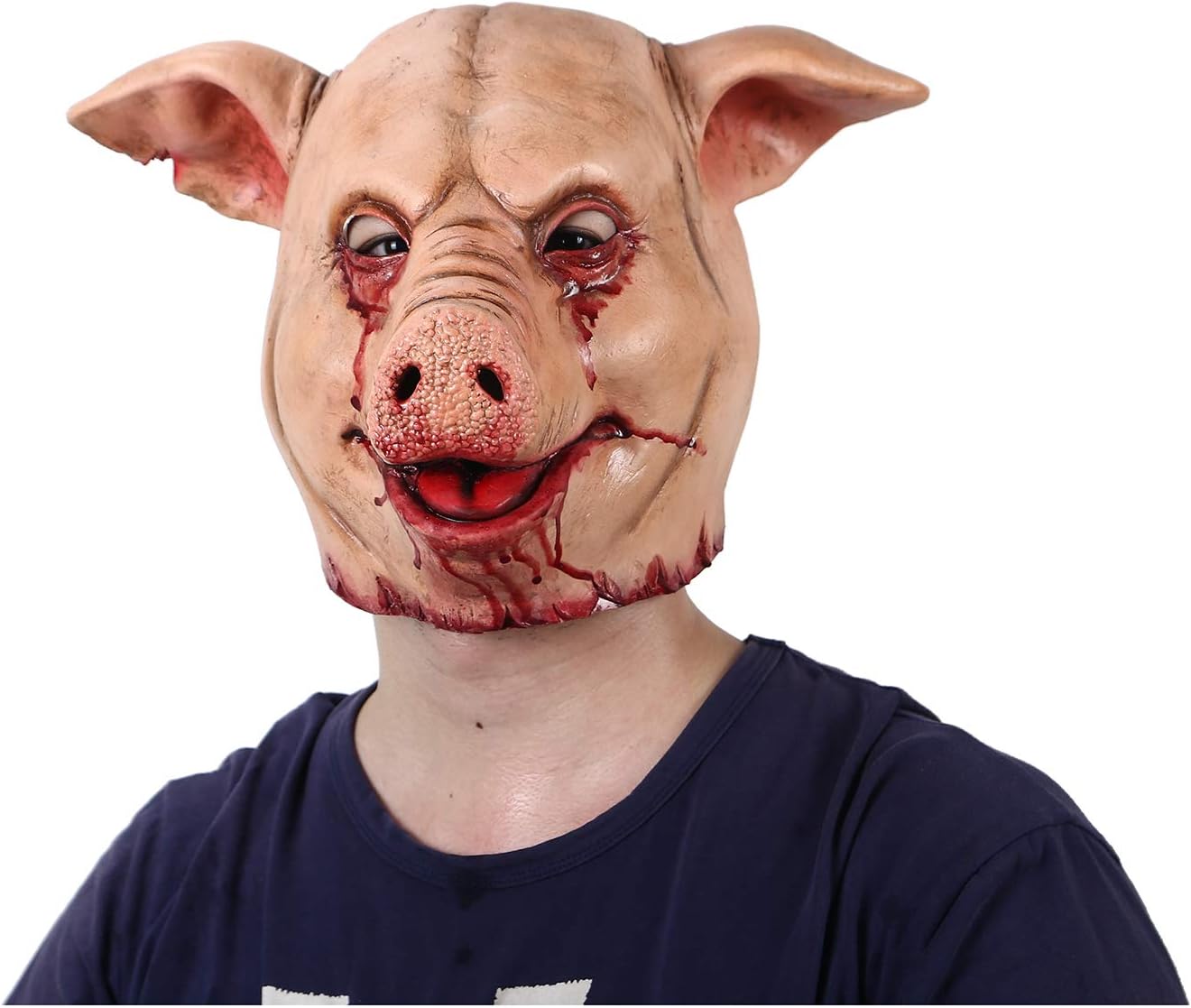Horror Pig Overhead Animal Mask Latex Pig Mask Halloween Costume Scary Saw Pig Mask Full Head Horror Evil Animal Prop