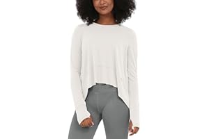 ODODOS Long Sleeve Tee for Women with Thumb Hole Athletic Gym Workout Crop Tops Yoga Shirts