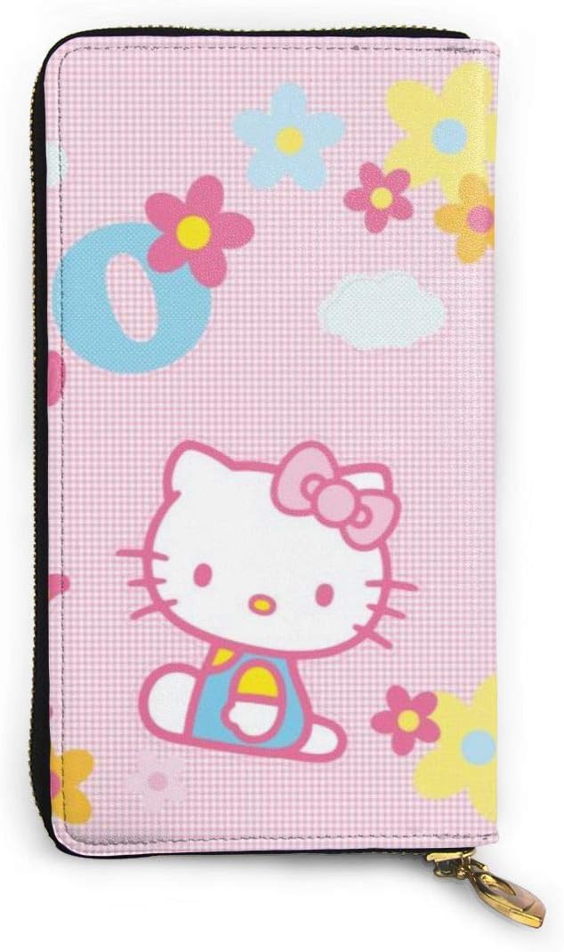 Hello Kitty Wallet RFID Blocking Genuine Leather Wallet Zip Around Card Holder Organizer Clutch