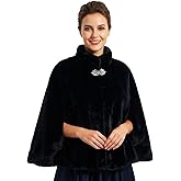 Catery Faux Fur Shawl Wraps Women Faux Fur Shrugs for Evening Dresses