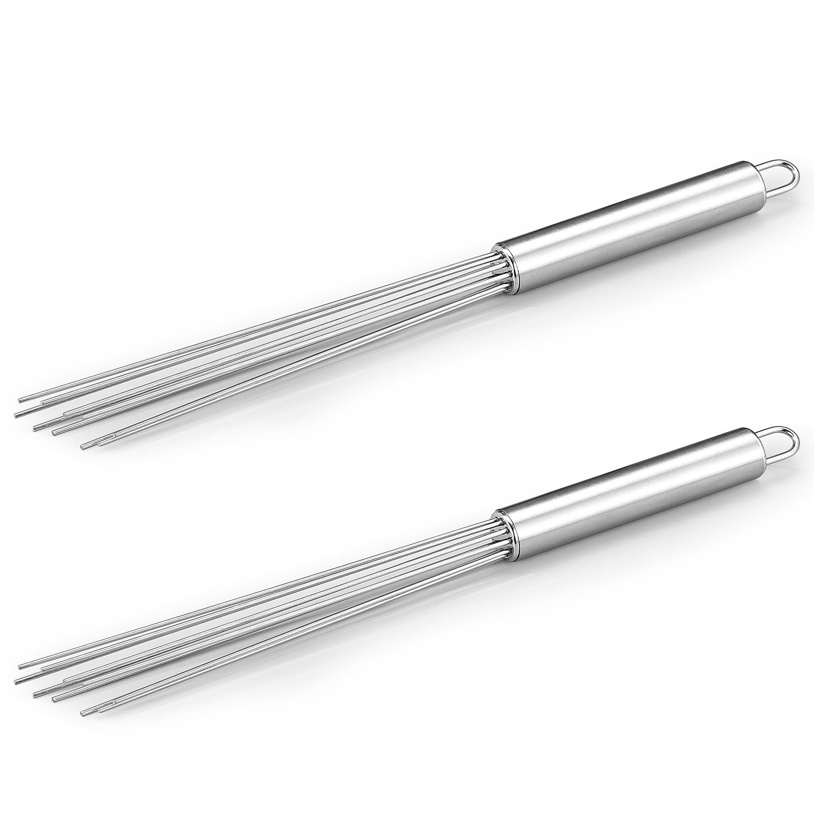 Photo 1 of Baderke 2 Pcs Espresso Whisk 11.5 Inch Long Handle Barista Whisk 10 Needles 2 mm Stainless Steel Coffee Stirrer Tool Efficient Mixing Time Saving Reduction Clumping Ideal for Commercial Home