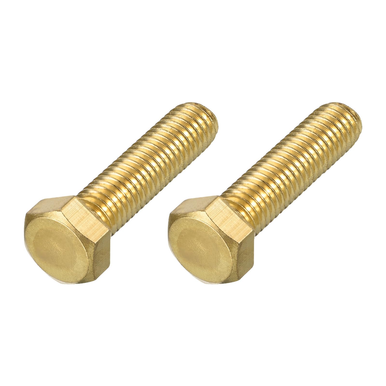 METALLIXITY Hex Head Screw Bolt (1/2-13x2") 2Pcs, Brass Fully Threaded Solid Brass Hex Bolts Machine Screws - for Machinery Repair