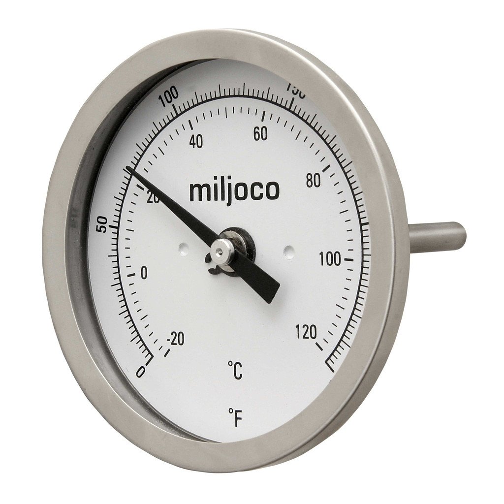 Miljoco B3099L542 Bimetal Thermometer, Glass