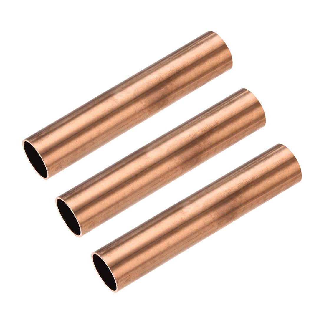 sourcing map Copper Round Tube, 20mm OD 1mm Wall Thickness 100mm Length Straight Pipe Tubing 3 Pcs