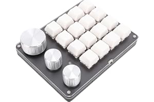 Pissente Custom Keypad, 16 Key Programmable Mechanical Keyboard with 3 Knobs and LED Lights, Compact Wired Macro Pad for Gami