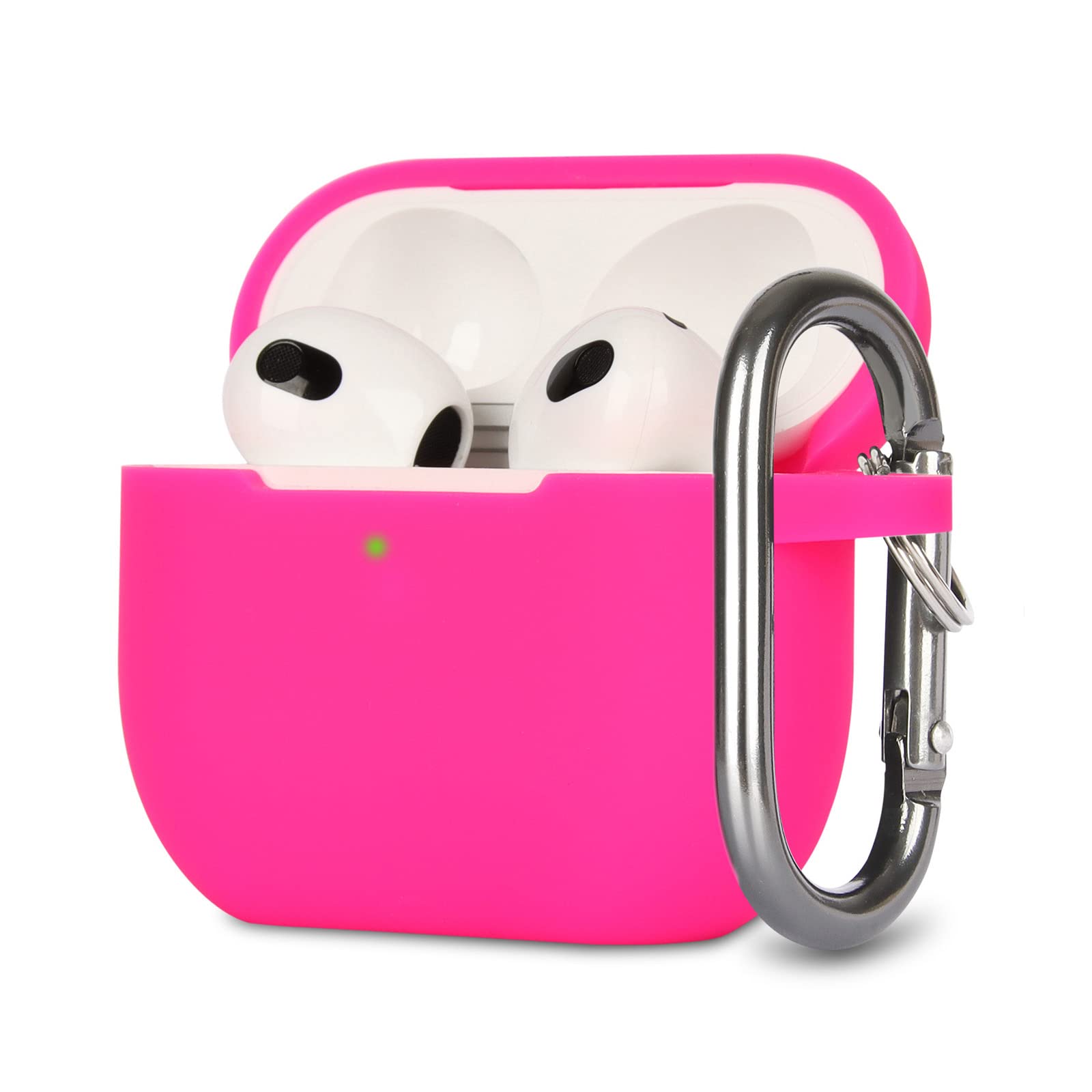 KOKOKA Case Cover Compatible with Airpods 3, Soft Silicone Skin Case Cover Shock-Absorbing Protective Case for Airpods 3rd Generation with Carabiner, Front LED Visible, Watermelon Red