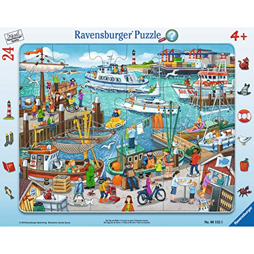 Ravensburger Kinderpuzzle - 06152 Ein Tag am Hafen - Rahmenpuzzle für Kinder ab 4 Jahren, mit 24 Teilen – Bild 2