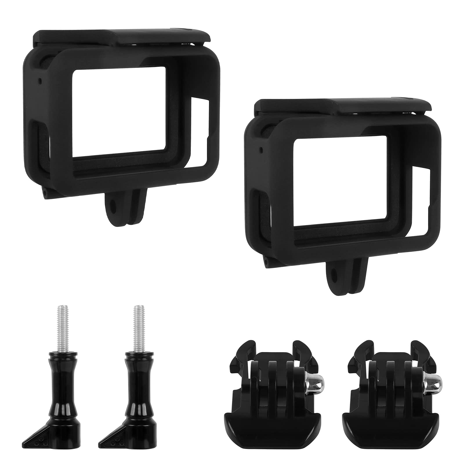 Action Camera Case Mount 2Pcs Camera Frame Case Plastic Frame Mount Case Camera Mount Housing Case with GoPro Hero 7/6/5/(2018) Action Camera Frame Mount Housing Case with 2 Long Screws Movable Base