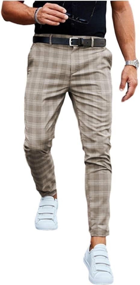Amazon Co Jp メンズスキニーストライプパンツ スリムビジネスパンツ メンズフォーマルパンツ ビジネスカジュアルスタイルパンツ Color Khaki Size 3xl ホーム キッチン