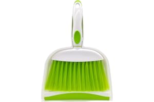BSMstone Mini Broom and Dustpan Set-Mini Whisk Set for Desk, Housekeeping, Office, Kitchen, Pet Nest, etc.,Daily Cleaning Necessity Plastic Mini Dustpan Set (Green)