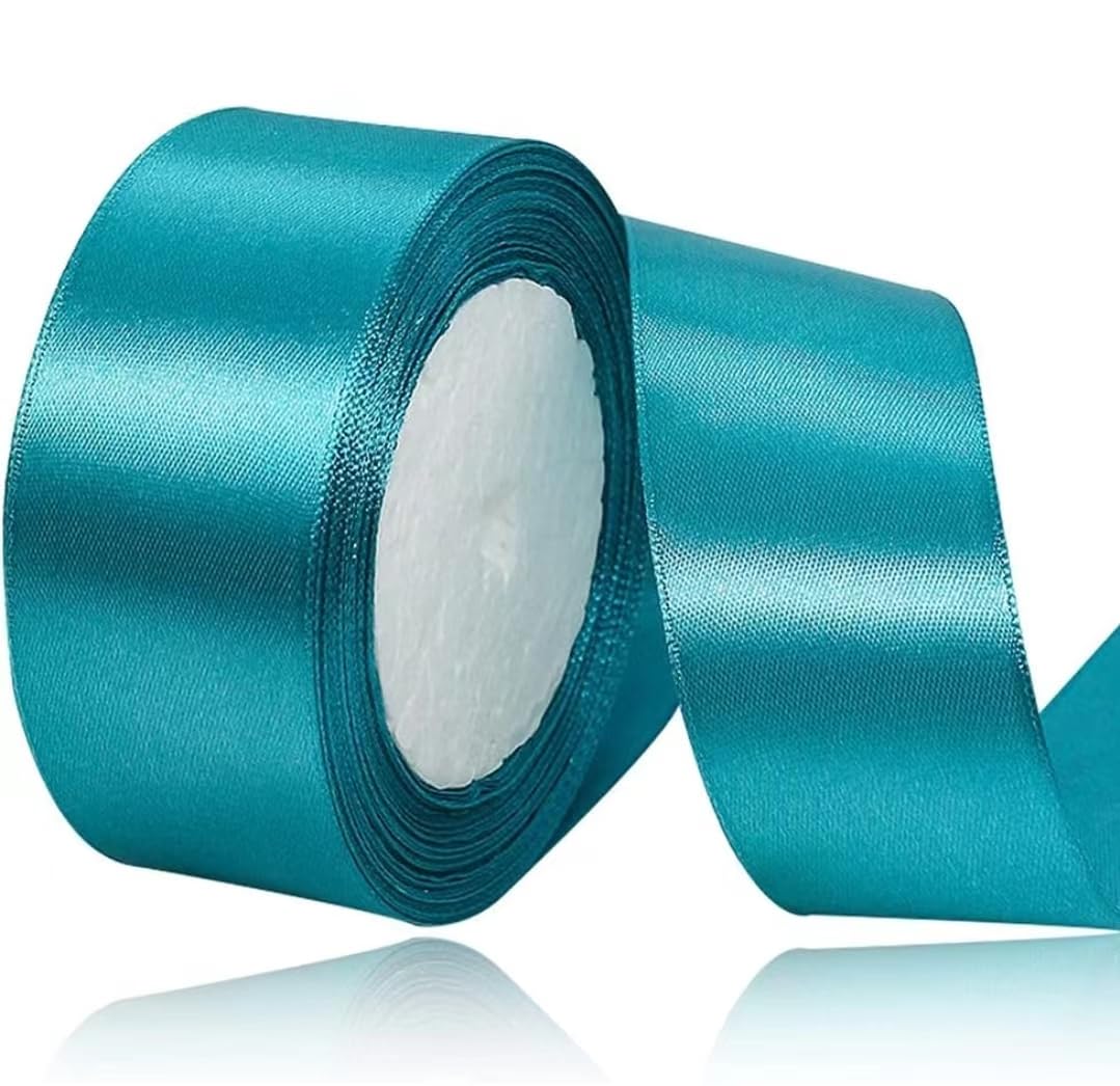 Turquoise Blue Ribbon 40mm for Christmas Party Decorations，23 Meters Turquoise Blue Satin Ribbon for Gift Wrapping, Crafting, Wedding Party,Hair Bows,Floral Bouquets,Anniversaries，Baby Showers