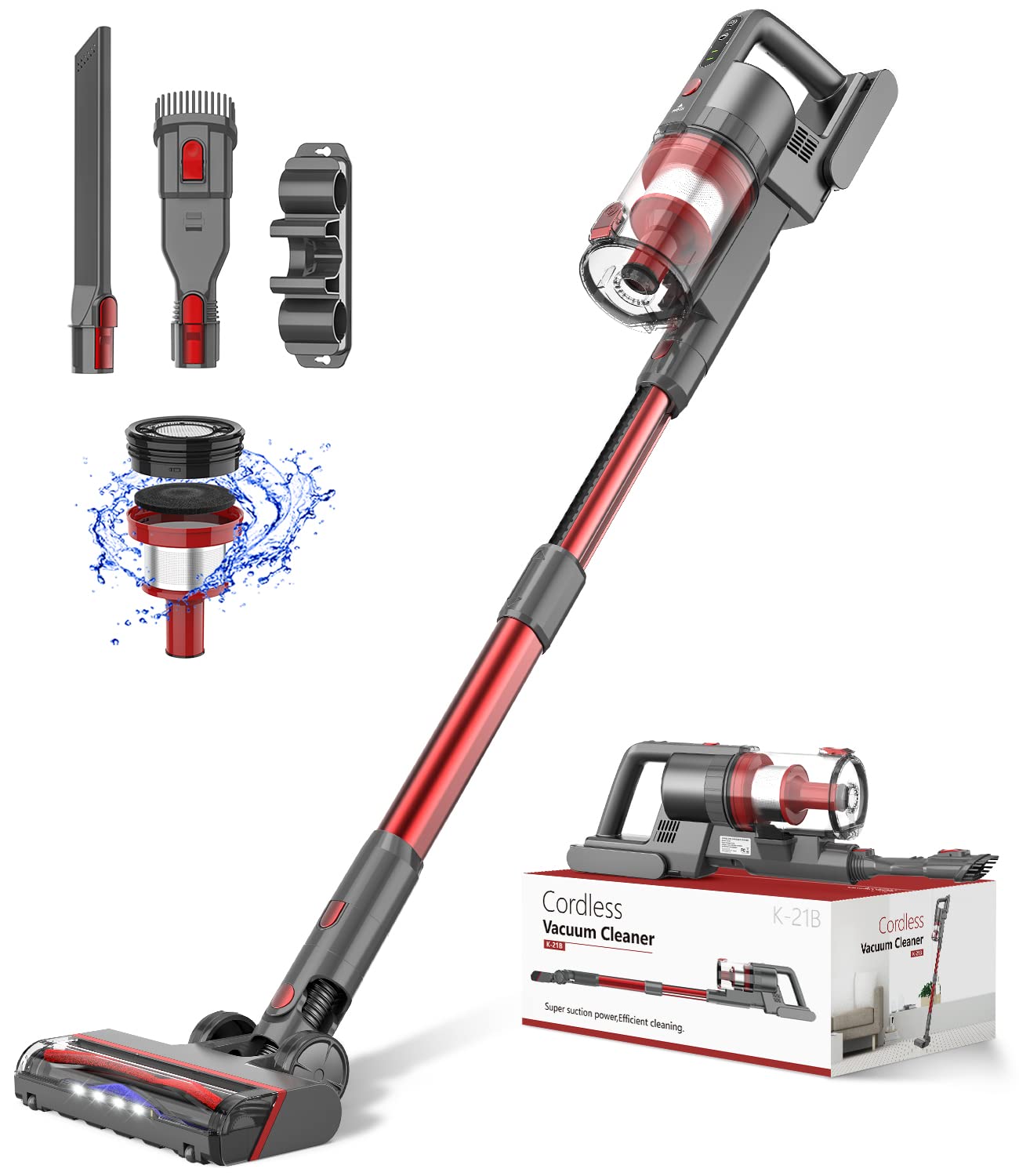 Photo 1 of Ljuren Cordless Vacuum Cleaner, 85,000PRM Upgraded Dual Suction Cordless Stick Vacuum up to 35mins Runtime, Lightweight Rechargeable Vacuum for Home (Crimson Black)