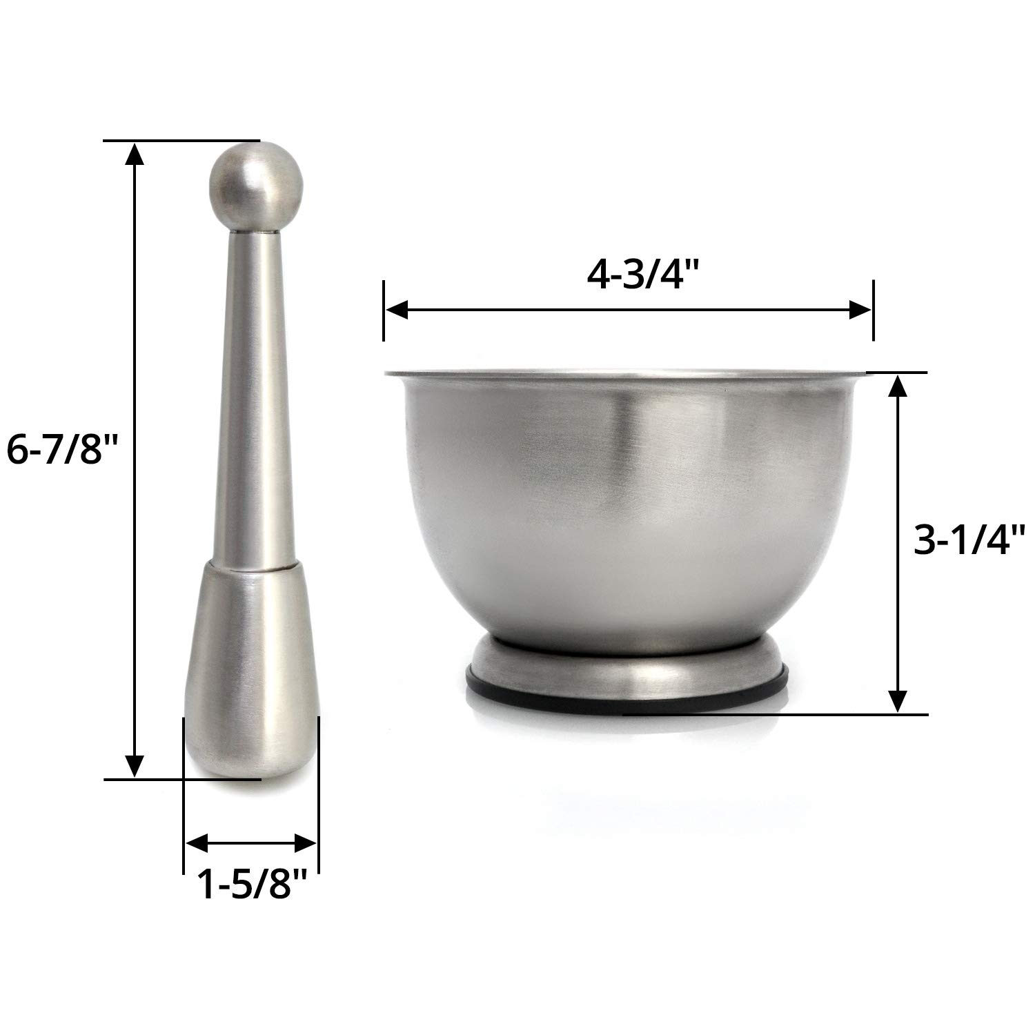 QWORK Mortar and Pestle, 304 Stainless Steel with Non-Slip Base, Dishwasher Safe: Industrial & Scientific