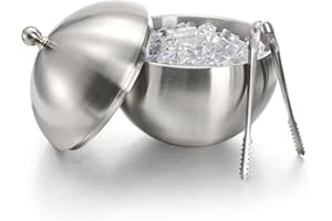 Yesland Ice Bucket with Lid, Double Insulation Ice Box Container Storage Box, 2 L Stainless Steel Ice Bucket Container with I