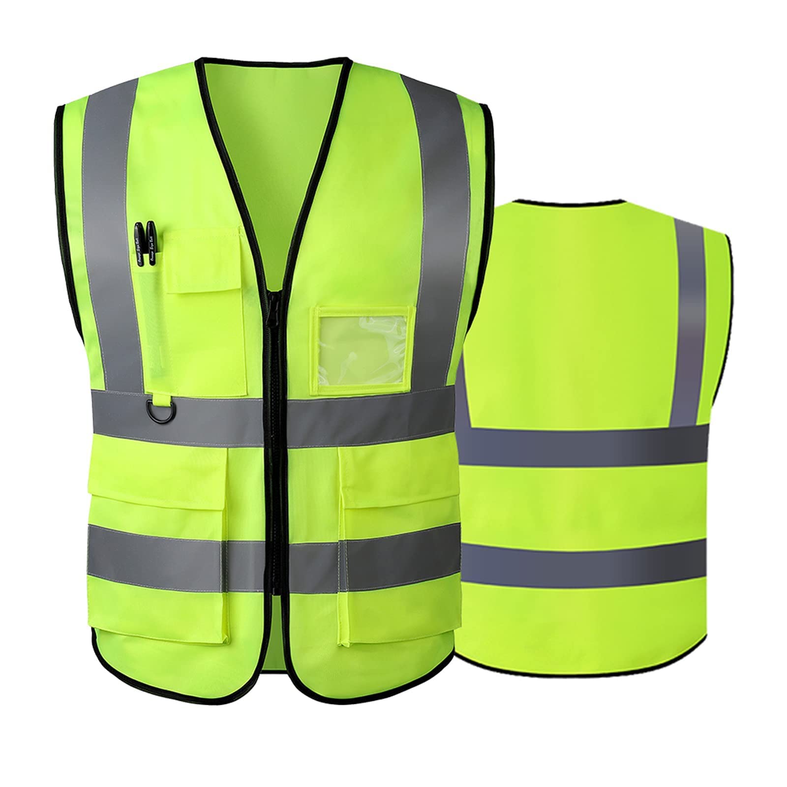 Hi Vis Vests for Women Men High Visibility Reflective Safety Security Vest with Pockets Zipper Front Meets ANSI/ISEA Standards(4X-Large,Green(cloth))