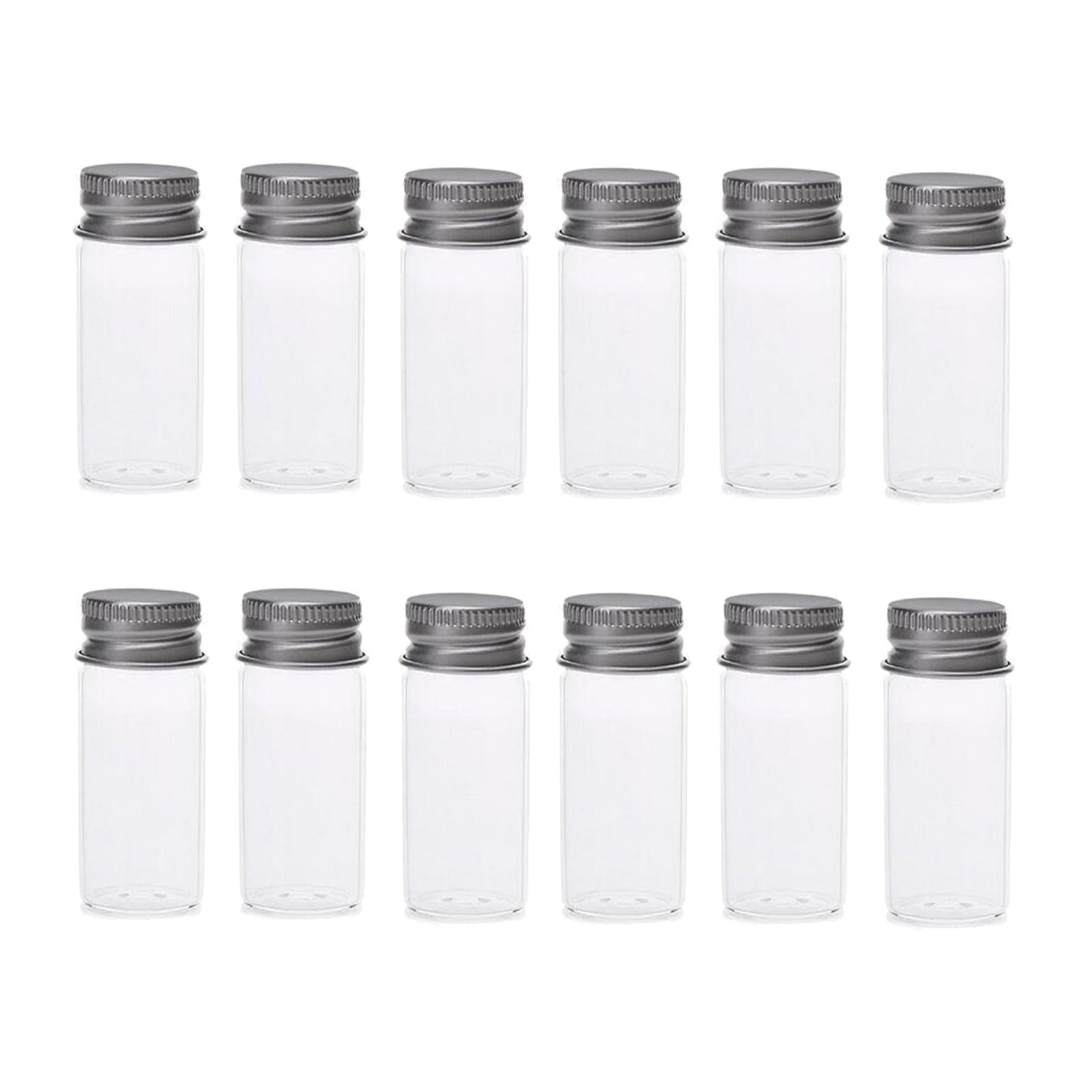 TOPWEL 12PCS 15ml Vials Clear Glass Bottles Sample Empty Candy Jars with Aluminum Screw Lids Refillable Mini Container Storage Wishing Message Bottle Jewelry Beads Favors