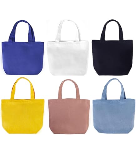 12 Pack Colorful Fabric Tote Bags - 8 Inch Blank Canvas Bags For Parties & Crafts