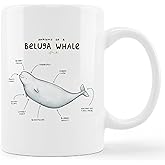 kunlisa Cute Beluga Whale Mug Cup,Anatomy of A Beluga Whale Ceramic Mug-11oz Coffee Milk Tea Mug Cup,Whale Lovers Gifts,Girls Boys Men Students Kids Coworkers Gifts