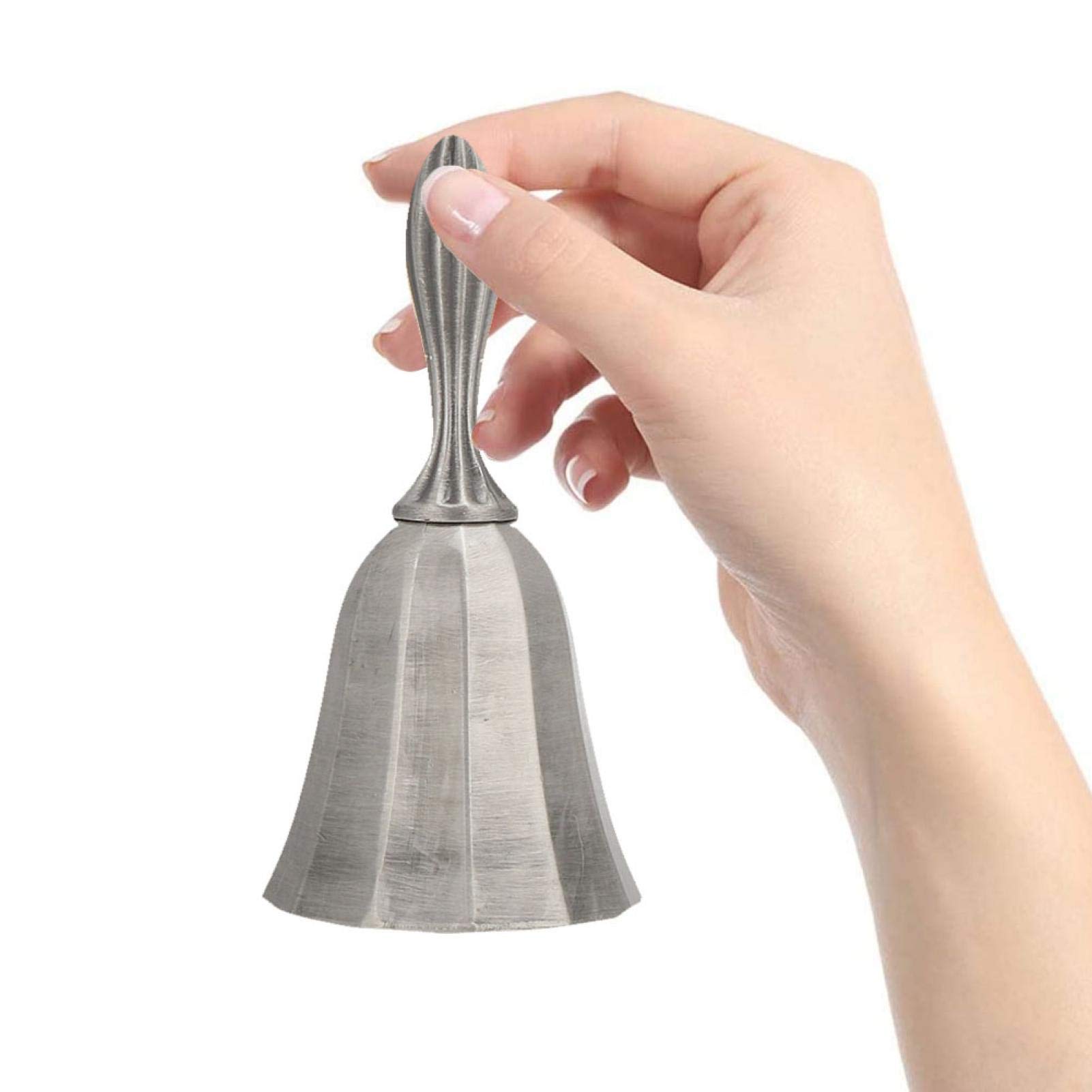 Stainless Steel Hand Bell, Attention School Bell Metal Loud Call Hand Bell Metal Tea Bell Service Bell Dinner Bell for Hotel Service, Counter Reception