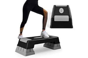 Goplus 30'' Aerobic Stepper with Risers, 5” 7” 9” Levels Height Adjustable, Workout Fitness Exercise Step Platform Trainer wi