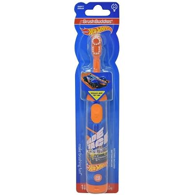 Brush Buddies Hot Wheels Electric Toothbrush, Kids Electric Toothbrushes, Battery Toothbrush, Toddler Electric Toothbrush for Kids 4-7
