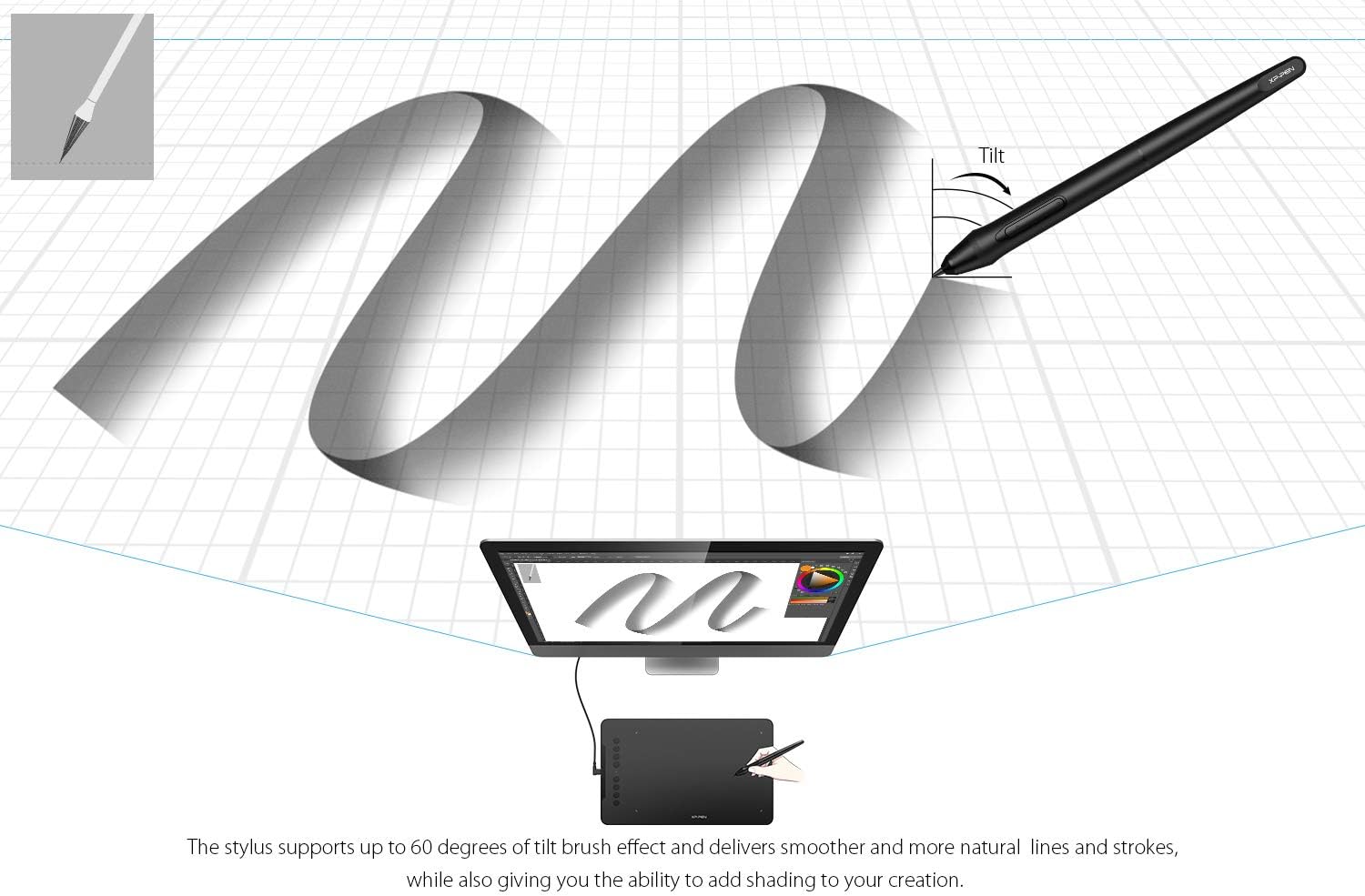 XP-PEN Deco 01 V2 Graphics Tablet 10x6.25 Inch Drawing Pen Tablet 8192 Levels Pressure Battery-Free Pen with Tilt Function Android Supported and 8 Shortcut Keys: Electronics