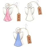 Bieye W10103 3PCS Tiffany Style Stained Glass Window Hangings for Home Decor (Angel)