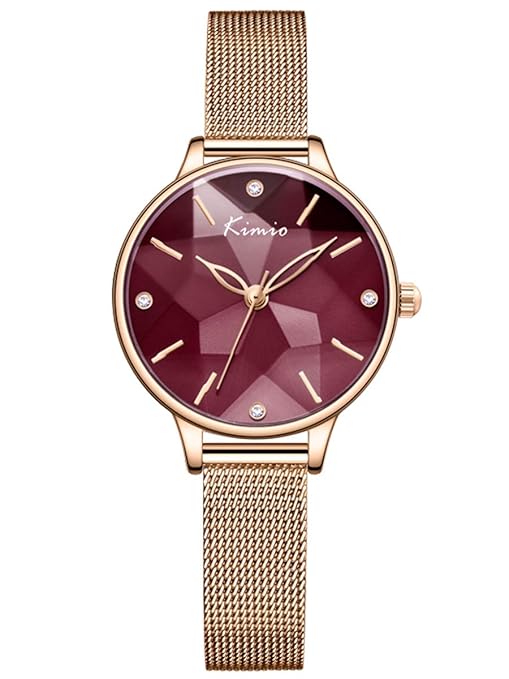 Alienwork Damen-Armbanduhr Quarz mit Milanaise-Mesharmband