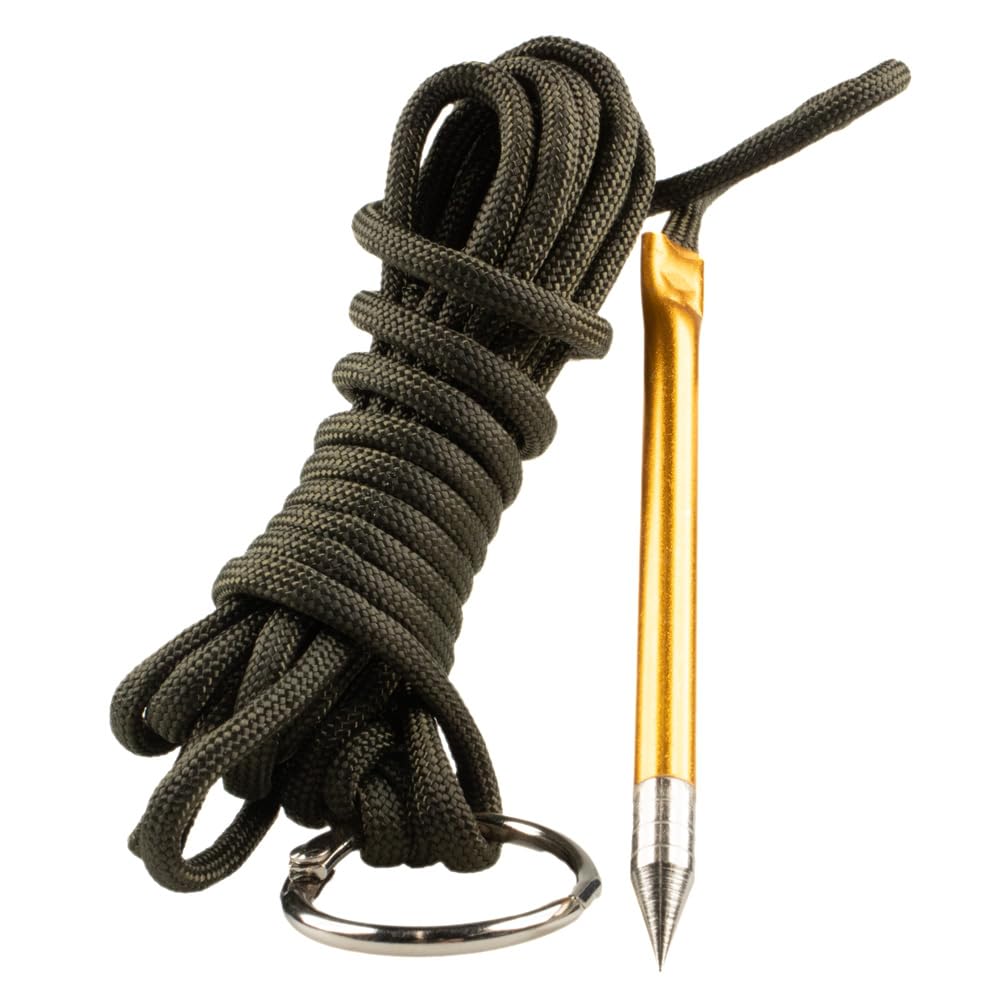 PARACORD PLANET 10 Foot 550lb Fishing Stringer Fish Holder with Metal Threading Needle and 1 Inch Split Ring (Olive Drab)