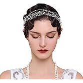 BABEYOND Bridal Headpiece Wedding Headband - Pearl Vintage Wedding Hair Bands for Brides with Lace Ribbon