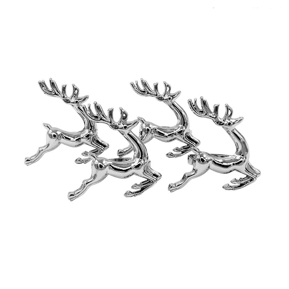 Elehere Silver Deer Napkin Rings Holders for Dinners Parties Everyday Home Table Decoration Accessory Adornment For Wedding Set of 4