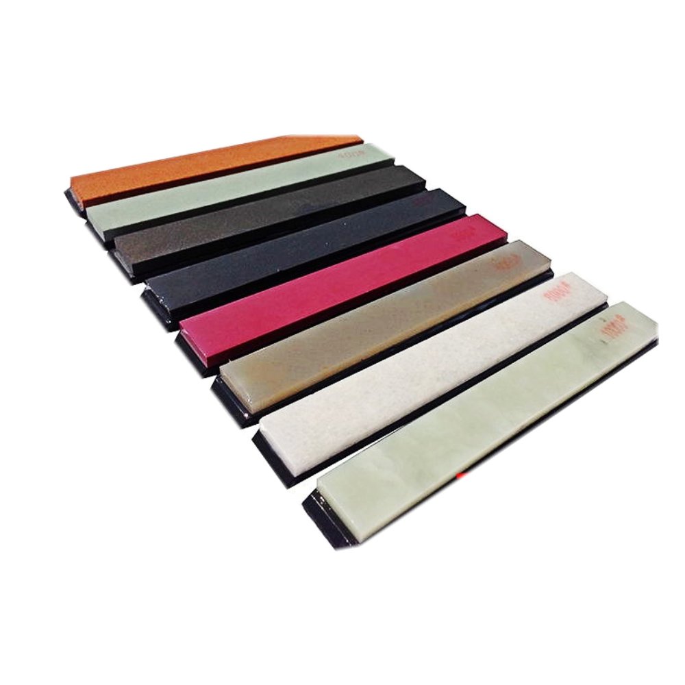 Set of 8 Whetstone Sharpener with Base 200/400/800/1500/3000/6000/8000/10000#, Color mixing